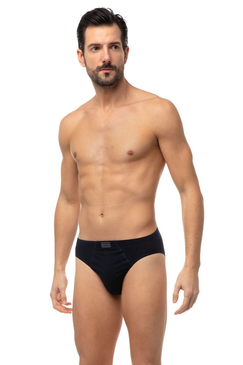 Ανδρικό εσώρουχο slip MINERVA SPORTIES 3 PACK 23027-162 ΜΑΥΡΟ-ΜΠΛΕ-ΚΥΠΑΡΙΣΣΙ
