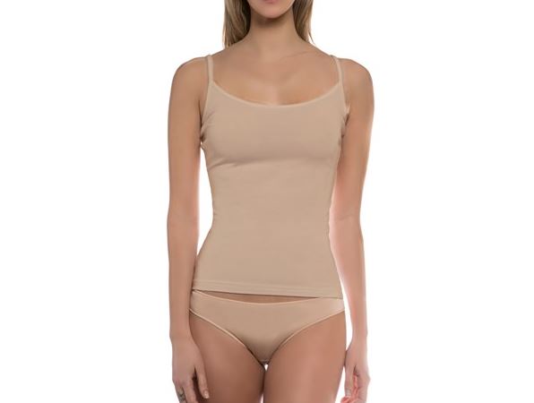 Γυναικείο top λεπτό ραντάκι από bamboo της WALK W2201 Μπεζ