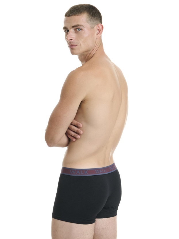 Ανδρικό βαμβακερό εσώρουχο Boxer 2Pack εξωτερικό λάστιχο Walk W1756-202 ΜΑΥΡΟ-ΜΑΥΡΟ