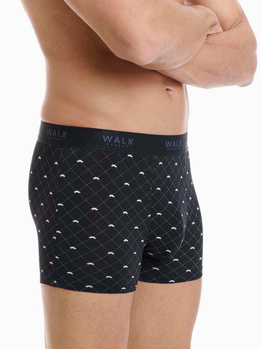 Ανδρικό εσώρουχο Bamboo Boxer Walk W1770-74 ΜΑΥΡΟ ΡΟΜΒΟΙ