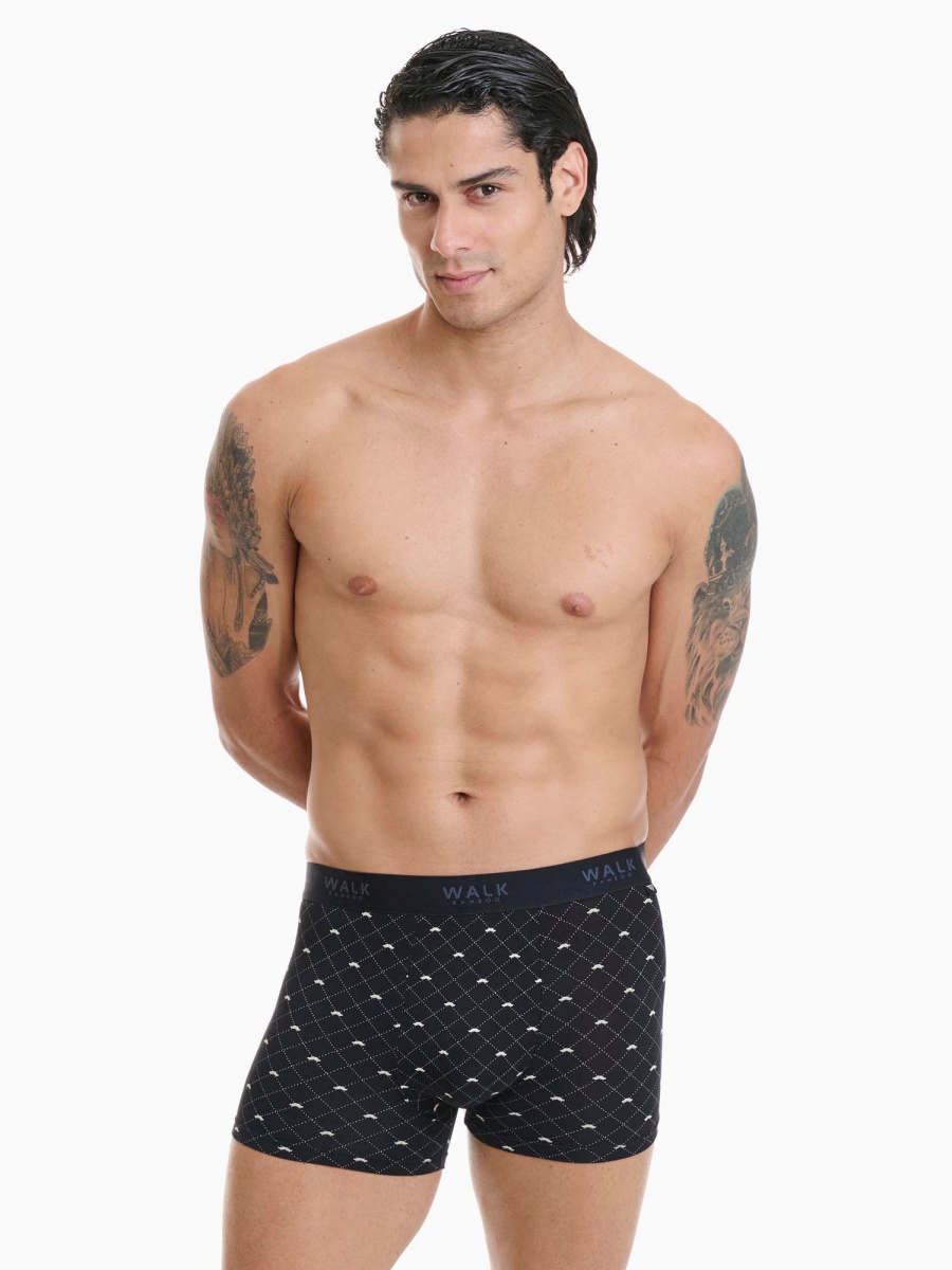 Ανδρικό εσώρουχο Bamboo Boxer Walk W1770-74 ΜΑΥΡΟ ΡΟΜΒΟΙ