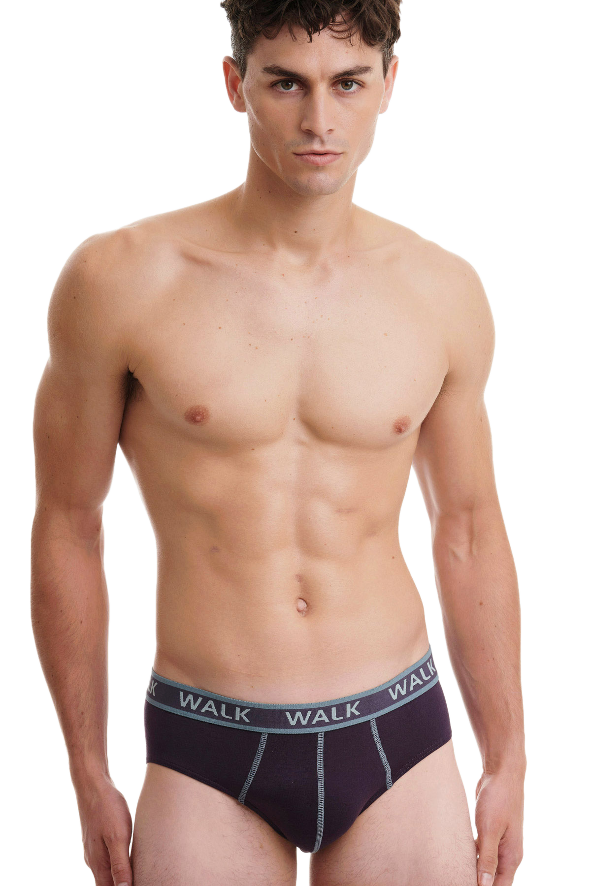 Ανδρικό βαμβακερό εσώρουχο Slip 2Pack Walk W1757-4507 Μωβ-Γκρι/Ραφ-Μωβ