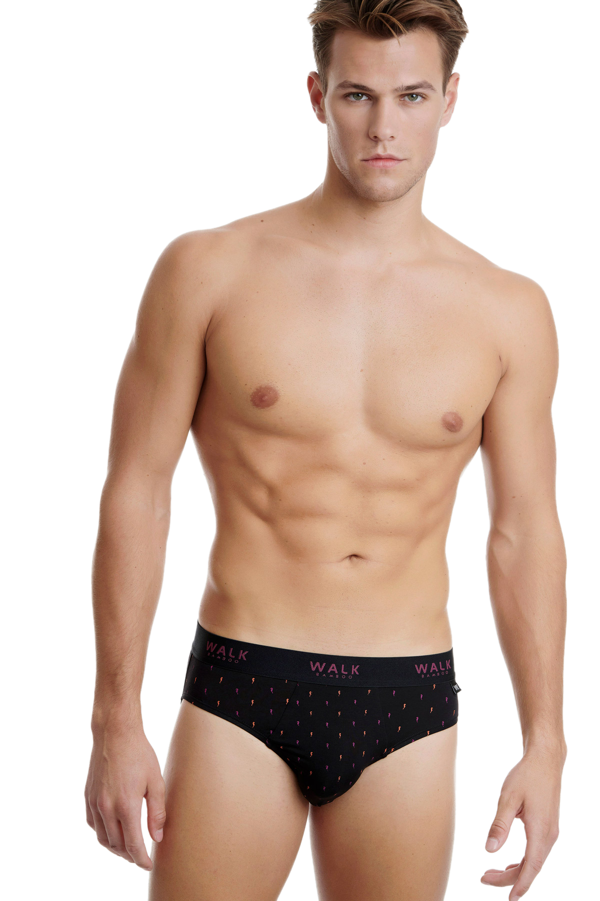 Ανδρικό εσώρουχο Bamboo Slip Walk W1775-2 Μαύρο-μπορντό