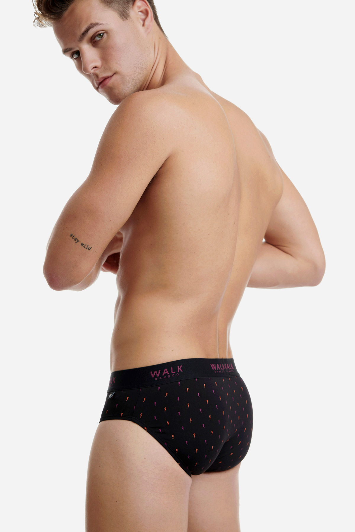Ανδρικό εσώρουχο Bamboo Slip Walk W1775-2 Μαύρο-μπορντό