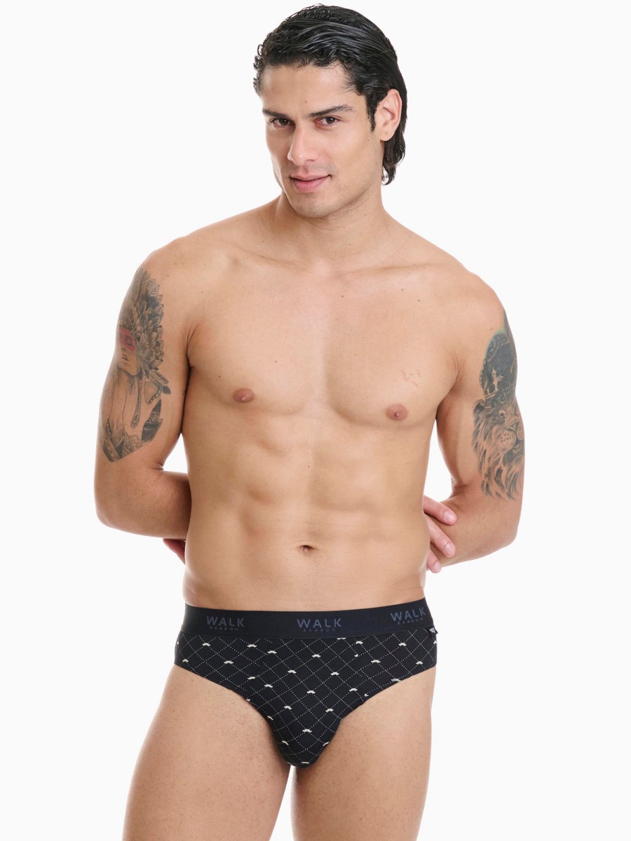 Ανδρικό εσώρουχο Bamboo Slip Walk W1775-24 ΜΑΥΡΟ ΡΟΜΒΟΙ
