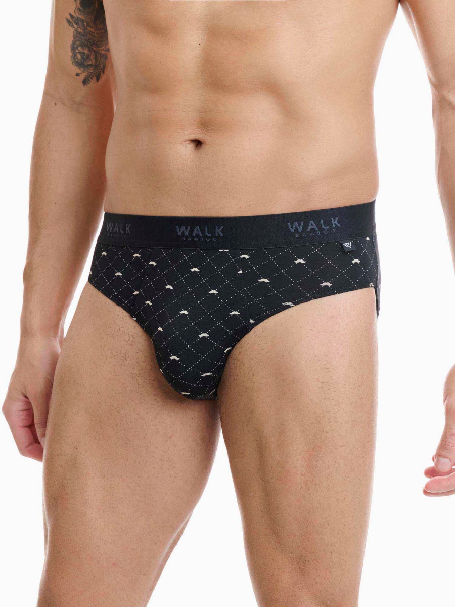 Ανδρικό εσώρουχο Bamboo Slip Walk W1775-24 ΜΑΥΡΟ ΡΟΜΒΟΙ