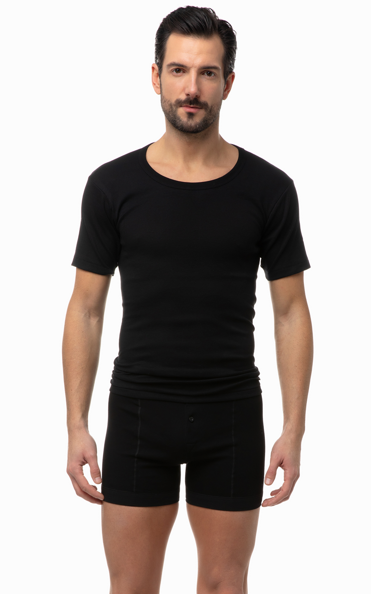 Ανδρική φανέλα κοντό μανίκι 2Pack Minerva 17002-3-45 Μαύρο