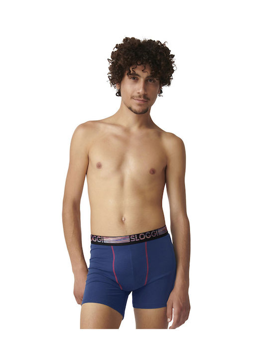 Ανδρικό εσώρουχό μπόξερ Boxer βαμβάκι 2Pack Sloggi Go ABC SHORT 10211236 M008 Μαύρο Μπλε