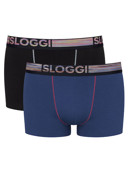 Ανδρικό εσώρουχό μπόξερ Boxer βαμβάκι 2Pack Sloggi Go ABC Hipster 10211196 M008 Μαύρο Μπλε