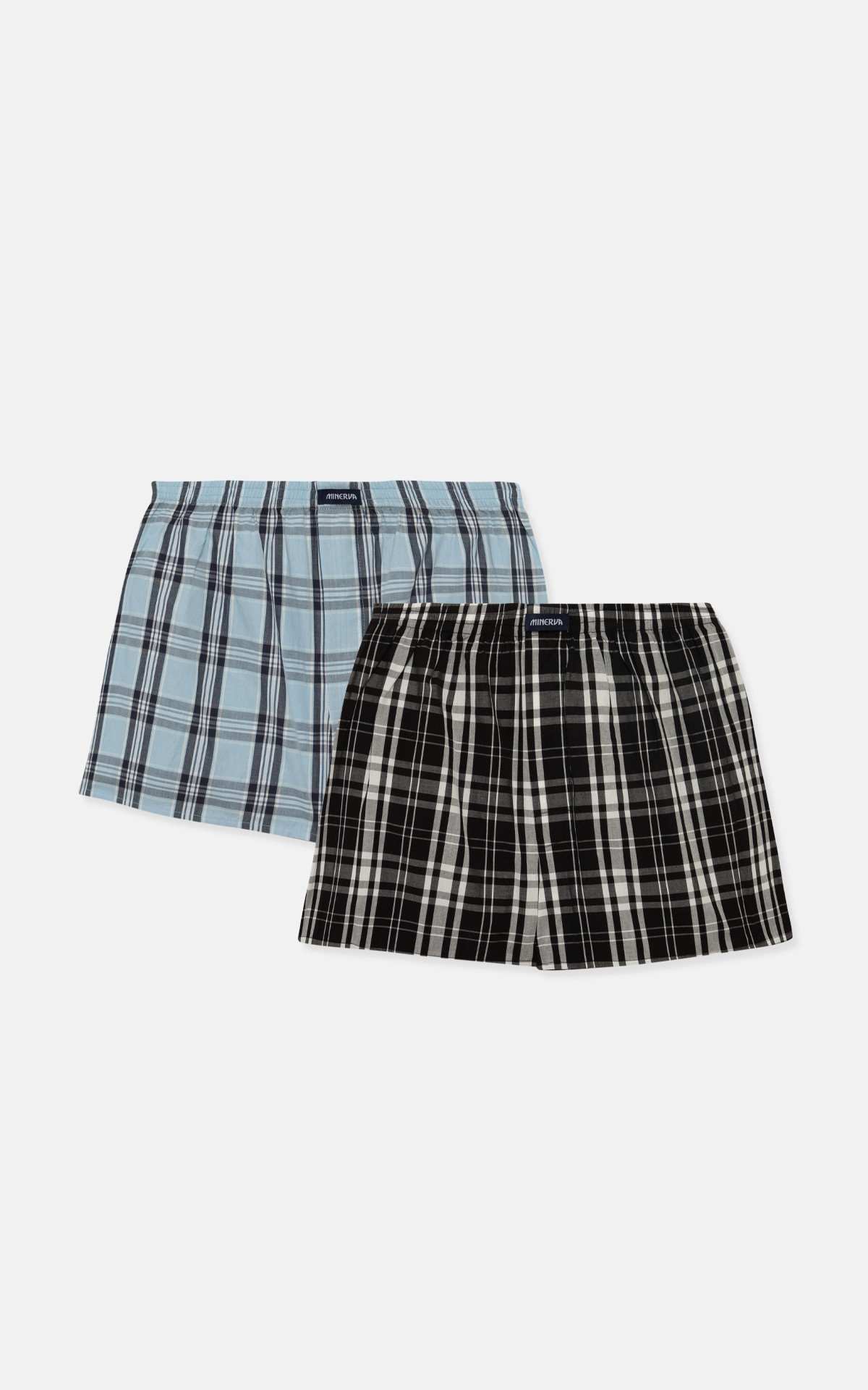 Ανδρικό εσώρουχο Boxer Καρό Ποπλίνα 2 Pack Minerva 96-23074-63 BLACK-CIEL