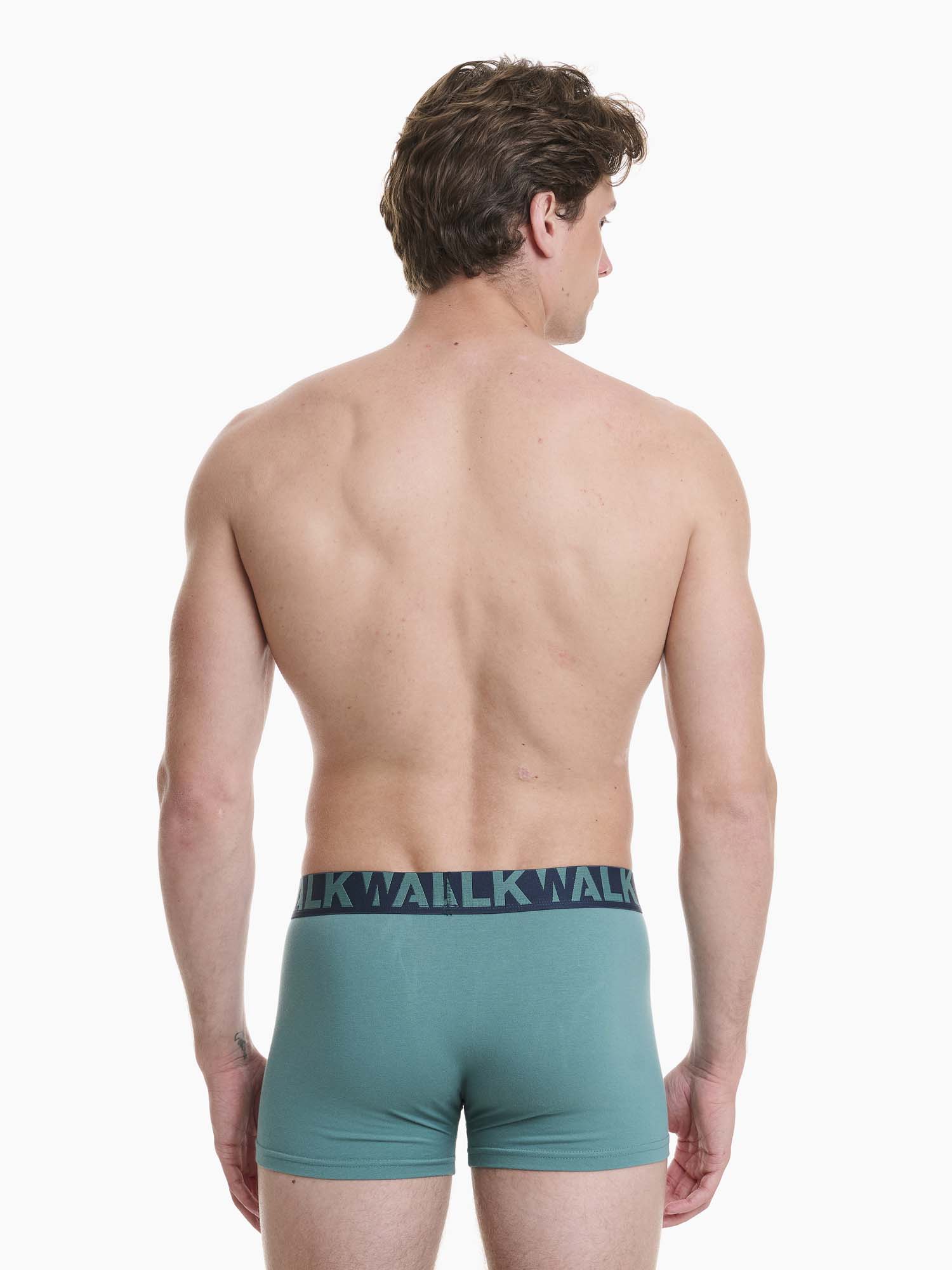 Ανδρικό βαμβακερό εσώρουχο Boxer 2Pack εξωτερικό λάστιχο Walk W1755-1-0374 ΜΠΛΕ ΣΜΑΡΑΓΔΙ