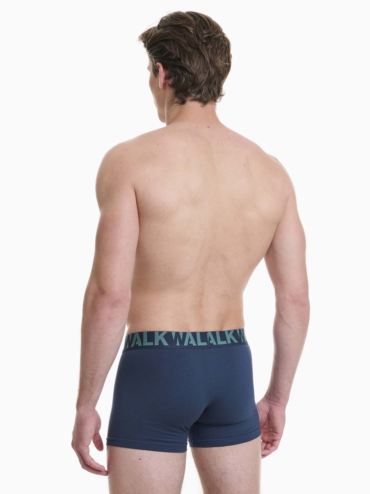 Ανδρικό βαμβακερό εσώρουχο Boxer 2Pack εξωτερικό λάστιχο Walk W1755-1-0374 ΜΠΛΕ ΣΜΑΡΑΓΔΙ