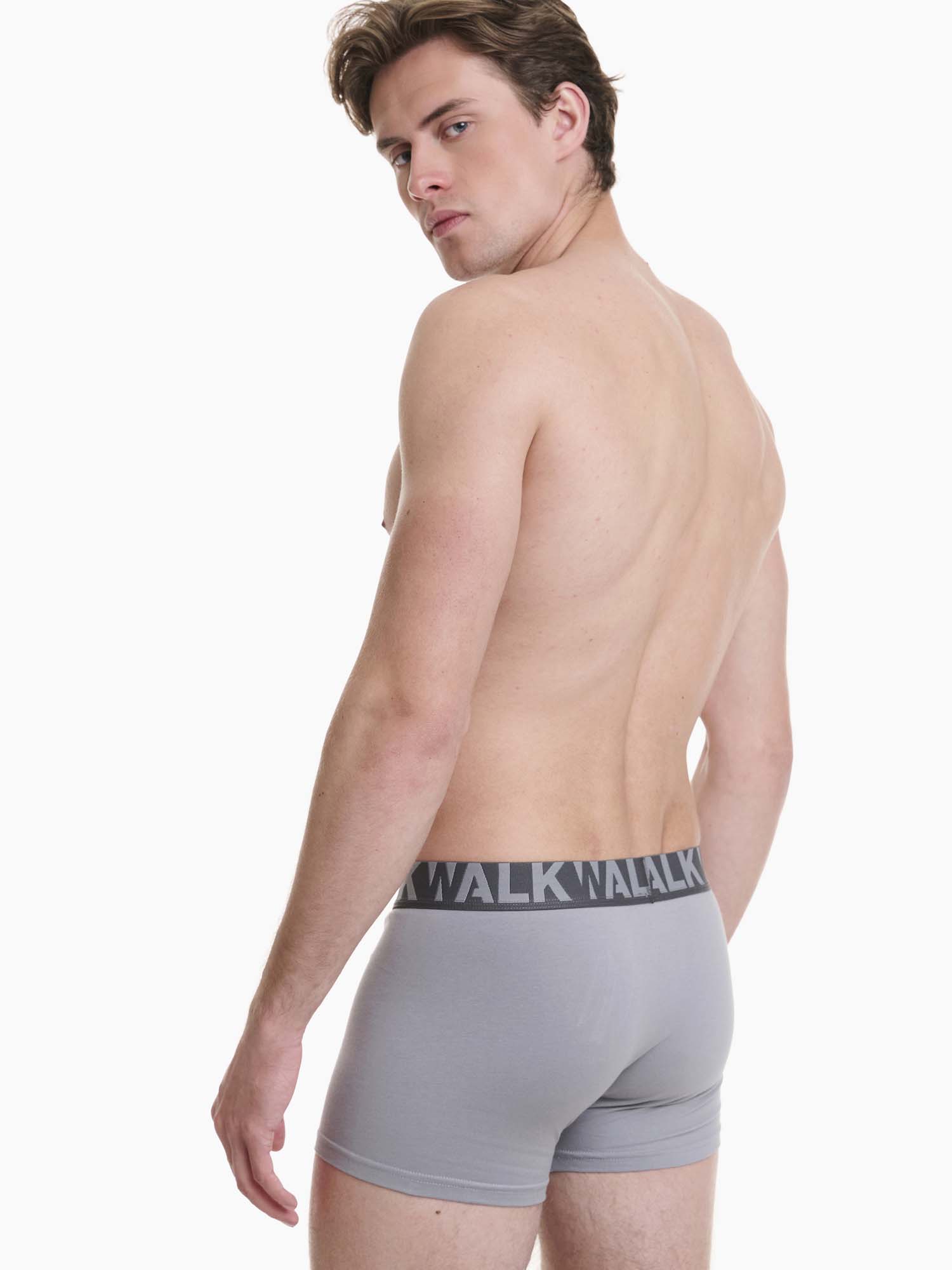 Ανδρικό βαμβακερό εσώρουχο Boxer 2Pack εξωτερικό λάστιχο Walk W1755-1-0812 ΑΝΘΡΑΚΙ-ΓΚΡΙ