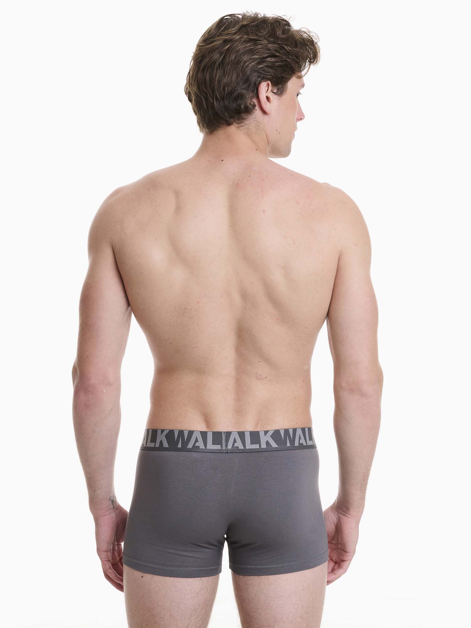 Ανδρικό βαμβακερό εσώρουχο Boxer 2Pack εξωτερικό λάστιχο Walk W1755-1-0812 ΑΝΘΡΑΚΙ-ΓΚΡΙ