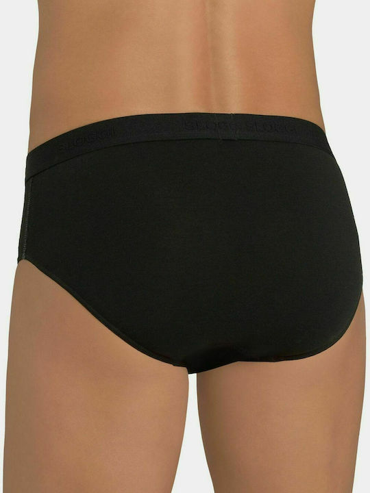 Ανδρικό Εσώρουχο Slip Σλιπ Βαμβάκι 2 PACK SLOGGI 24/7 H MIDI 10207044-0004 ΜΑΥΡΟ