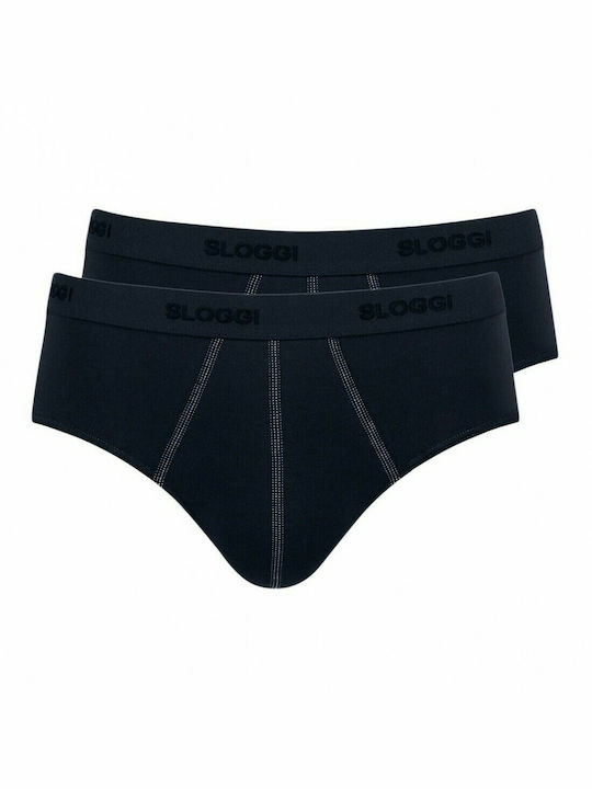 Ανδρικό Εσώρουχο Slip Σλιπ Βαμβάκι 2 PACK SLOGGI 24/7 H MIDI 10207044-0004 ΜΑΥΡΟ