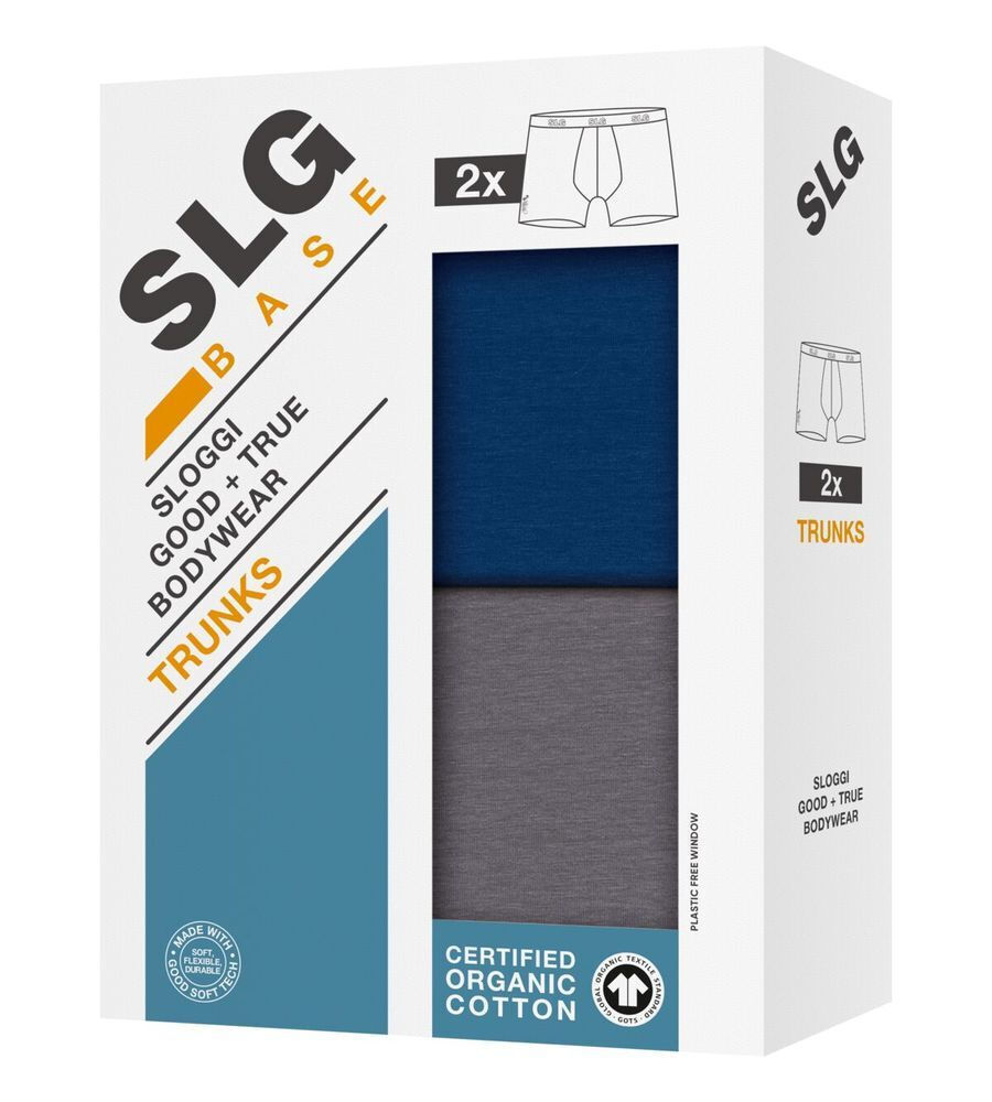Ανδρικό Εσώρουχο Σλίπ Βαμβάκι 2 PACK SLOGGI SLG Base Trunk C2P 10224735-V001 ΜΠΛΕ-ΓΚΡΙ