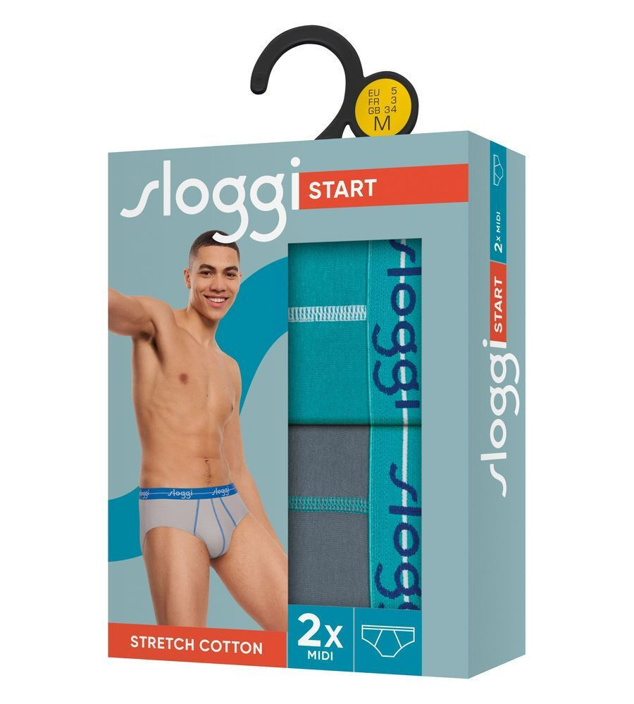 Ανδρικό Εσώρουχο Σλίπ Βαμβάκι 2 PACK SLOGGI MEN MIDI START 10206949-M024 ΠΕΤΡΟΛ ΓΚΡΙ