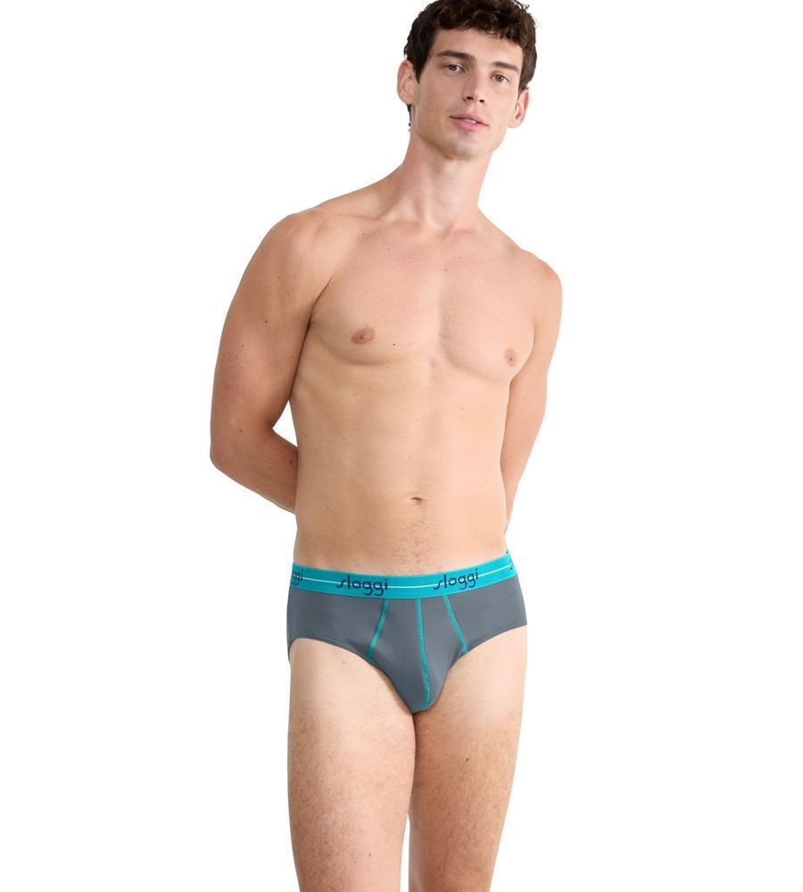 Ανδρικό Εσώρουχο Σλίπ Βαμβάκι 2 PACK SLOGGI MEN MIDI START 10206949-M024 ΠΕΤΡΟΛ ΓΚΡΙ