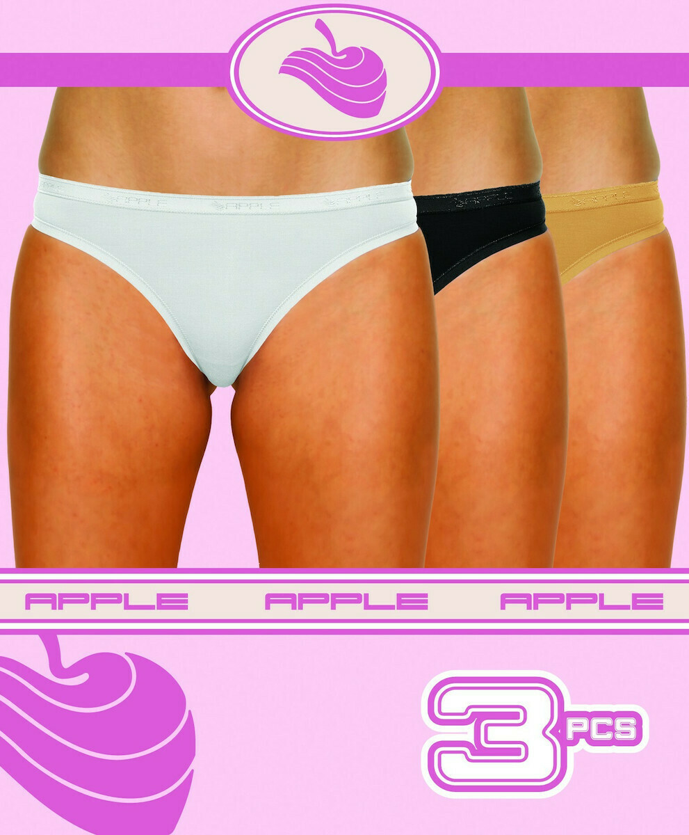 Γυναικείο slip Tai 3 PACK Βαμβακερό APPLE 0220238E WHITE-BLACK-SKIN