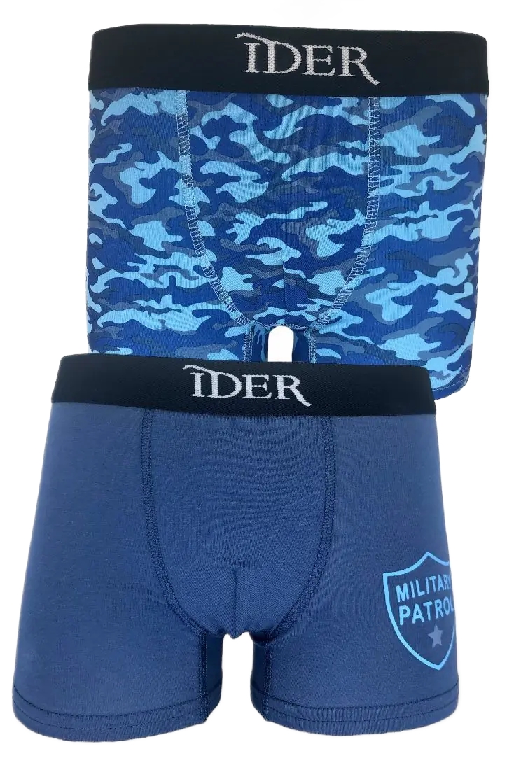 Παιδικό βαμβακερό εσώρουχο μποξεράκι 2Pack IDER 3100-2P2401 DENIM-ΜΙΛΙΤΕΡ-ΜΠΛΕ