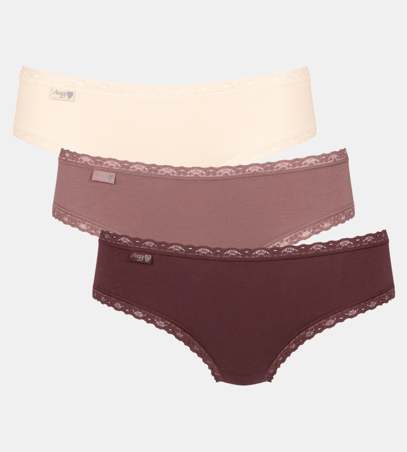 Γυναικείo εσώρουχo 3PACK Hipster Sloggi Weekend 10198007-M003 Μπεζ-Μπορντό-Καφέ