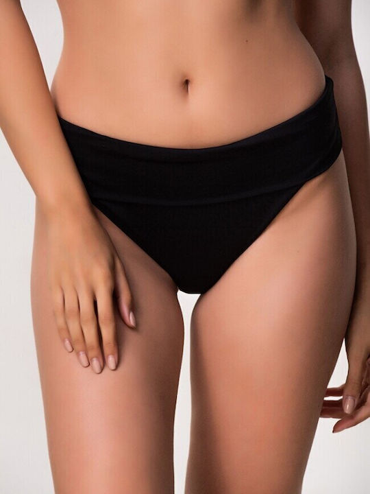 Γυναικείο ψηλόμεσο μαγιό Με Μπάσκα Bikini Bottom BLU4U 25365085-02 ΜΑΥΡΟ