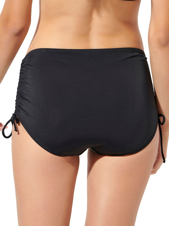 Γυναικείο μαγιό bikini bottom με Μεγάλη Κάλυψη και σούρα Blu4u 25365092-02 ΜΑΥΡΟ