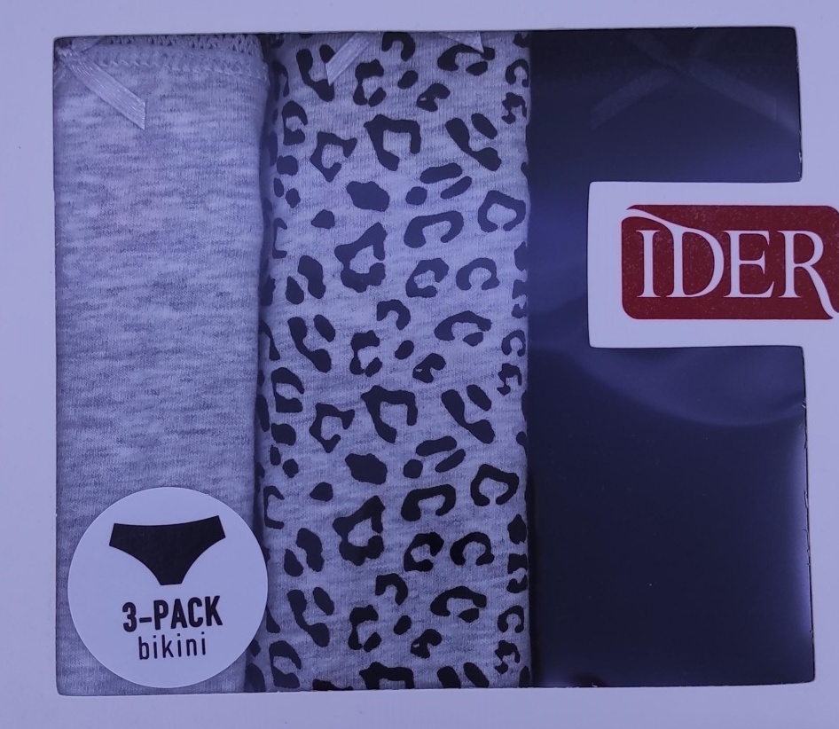 Γυναικείο Σλιπ bikini 3Pack IDER 3061-3P2201 ΓΚΡΙ-ΜΑΥΡΟ
