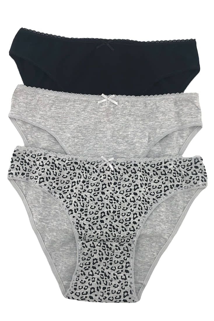 Γυναικείο Σλιπ bikini 3Pack IDER 3061-3P2201 ΓΚΡΙ-ΜΑΥΡΟ
