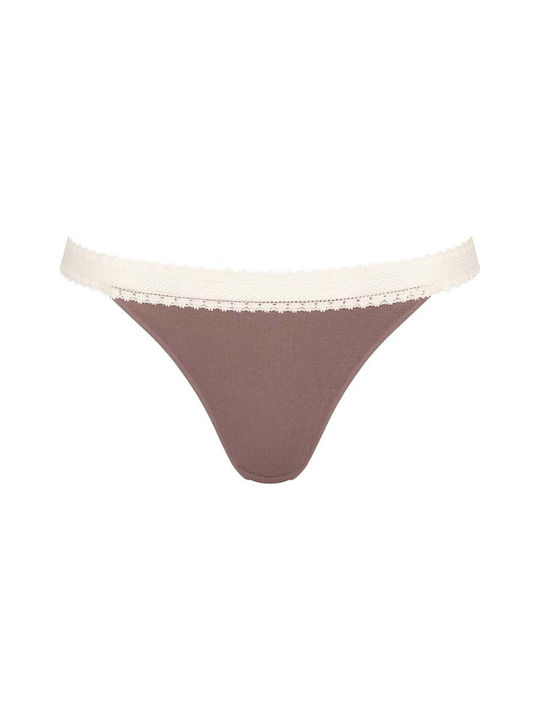 Γυναικείο Eσώρουχο 2PACK Βαμβακερό ριπ Sloggi GO RIBBED TANGA 10213088-M003 ΜΠΕΖ ΚΑΦΕ