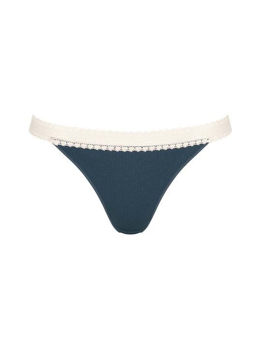 Γυναικείο Eσώρουχο 2PACK Βαμβακερό ριπ Sloggi GO RIBBED TANGA 10213088-M007 ΜΠΛΕ ΓΚΡΙ