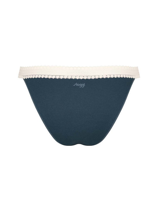Γυναικείο Eσώρουχο 2PACK Βαμβακερό ριπ Sloggi GO RIBBED TANGA 10213088-M007 ΜΠΛΕ ΓΚΡΙ