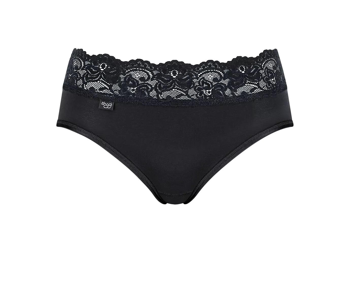 Γυναικεία slip Βαμβάκι Micro Cotton Microfibre Δαντέλα Sloggi Romance Midi 10031896-0004 ΜΑΥΡΟ