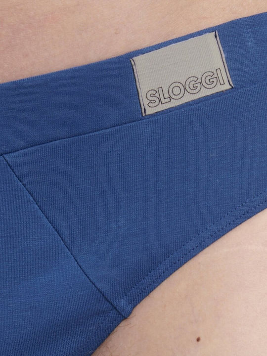 Ανδρικό εσώρουχο slip Βαμβακερό 2 PACK Εσωτερικό Λάστιχο SLOGGI GO NATURAL 10214623-M008 ΜΠΛΕ-ΜΠΛΕ