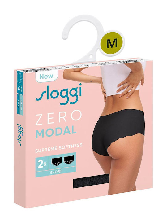 Γυναικείο Εσώρουχο Slip laser cut Sloggi Zero Modal 2.0 H Short  2PACK 10214679-0004 ΜΑΥΡΟ
