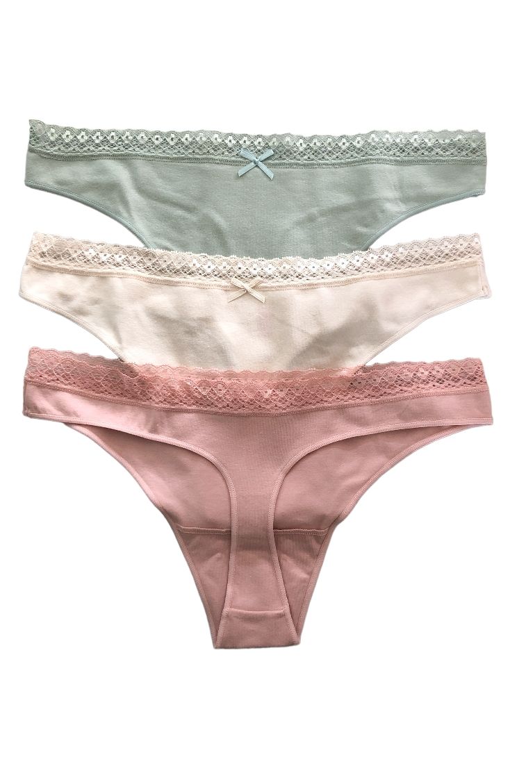 Γυναικείο Σλιπ String Thong Βαμβακερό Λάστιχο Δαντέλας 3Pack IDER 3079-1-3P ΕΚΡΟΥ-ΦΥΣΤΙΚΙ-ΣΑΠΙΟ ΜΗΛΟ