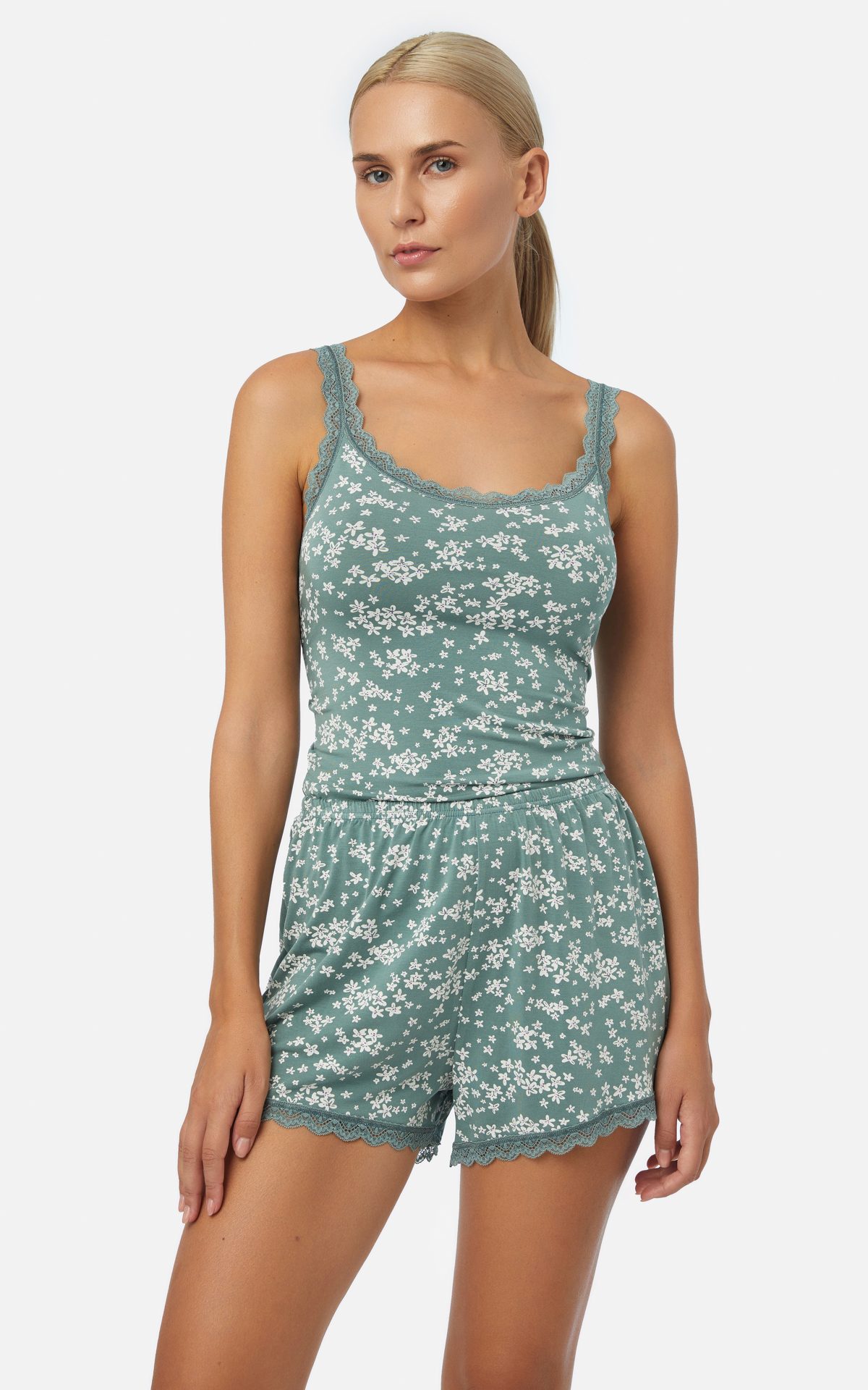 Γυναικείο Αμάνικο Φανελάκι Top Δαντέλα Fimelle Elegance TENCEL Modal Minerva 90-81841-218 KHAKI FLORAL