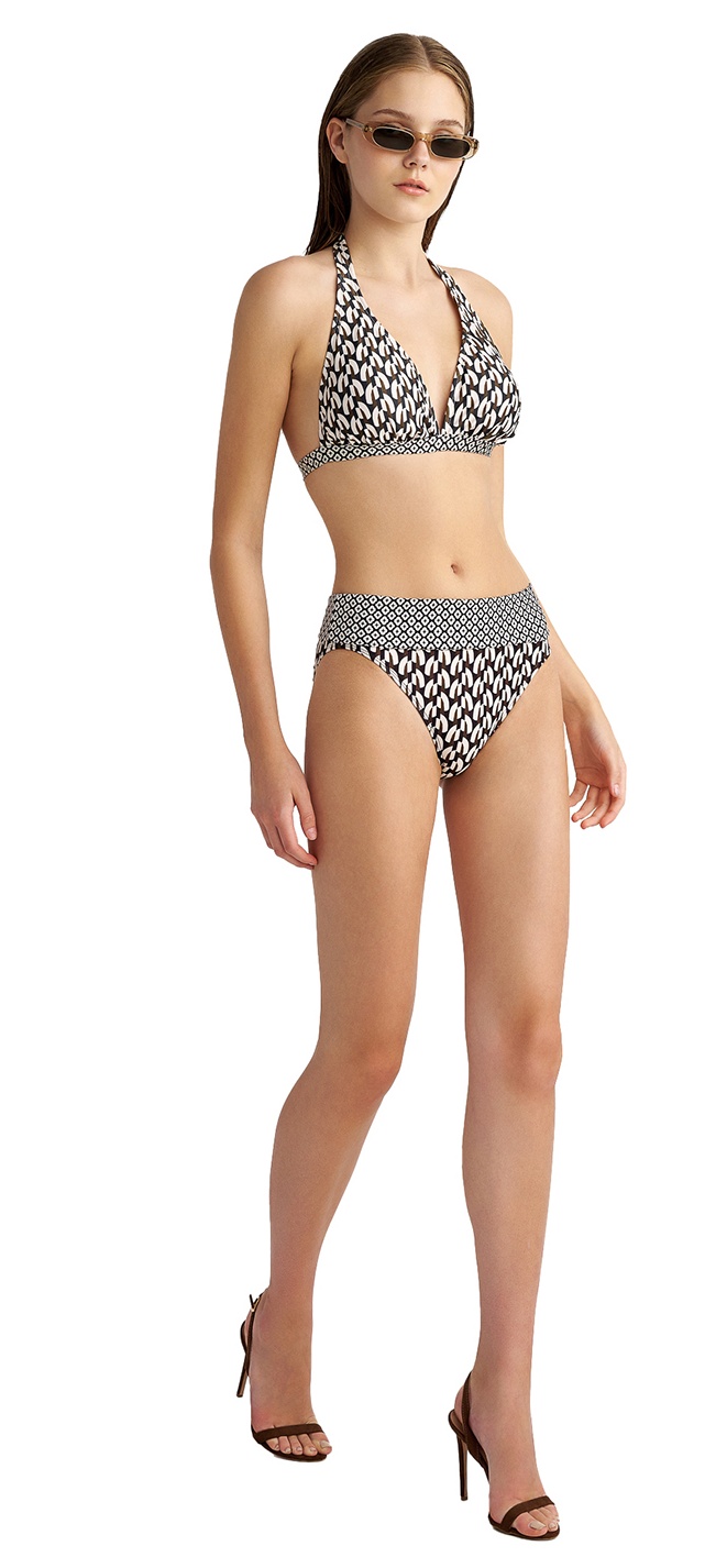 Γυναικείο ψηλόμεσο μαγιό Με Μπάσκα Φάσα Bikini Bottom SHELLS BLU4U 24365055-02 ΜΑΥΡΟ