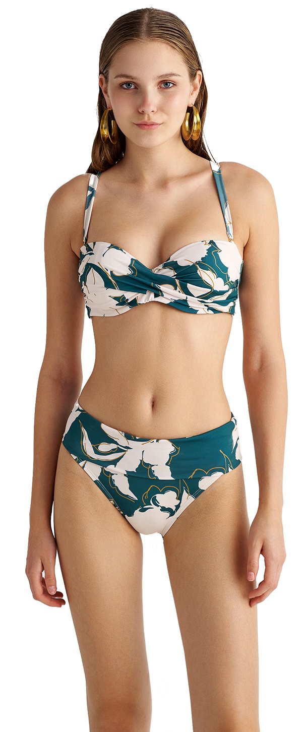Γυναικείο Μαγιό Bikini Top Strapless Ντραπέ Μπανέλα HUNTER BLOSSOM BLU4U 24366291D-21 D Cup ΠΕΤΡΟΛ