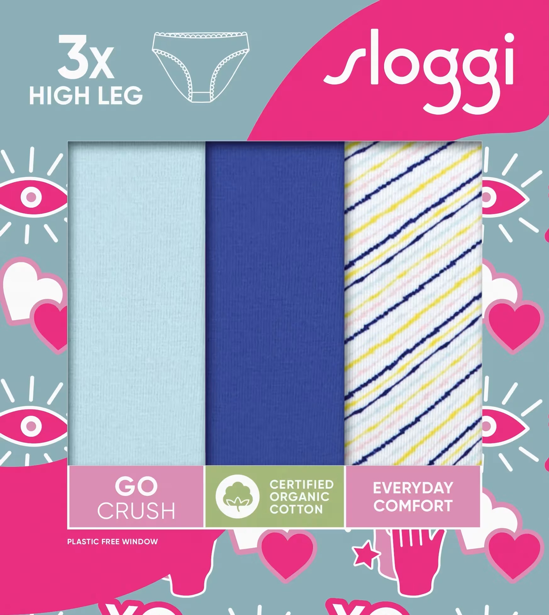 Γυναικείo εσώρουχo 3PACK TAI Sloggi GO Crush H High leg C3P 10219672-M007 ΣΙΕΛ-ΜΠΛΕ-ΕΜΠΡΙΜΕ