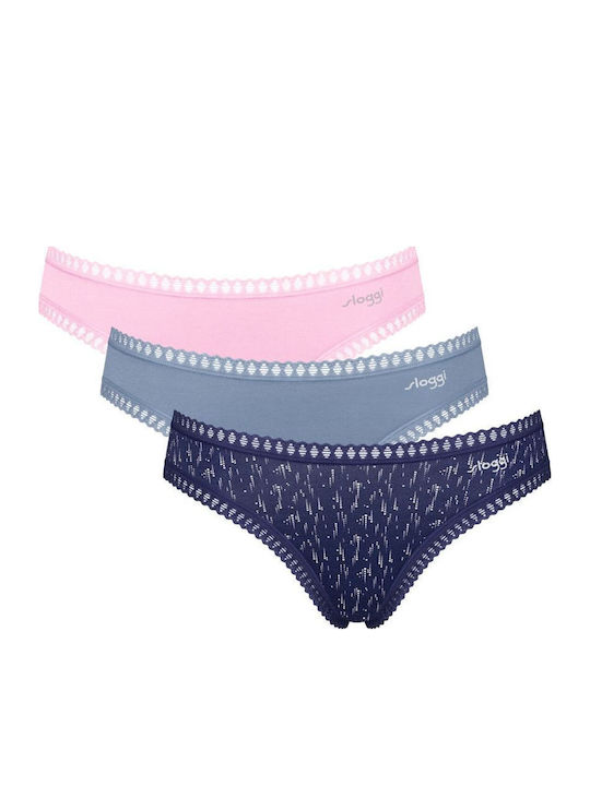 Γυναικείo εσώρουχo 3PACK sloggi GO Crush H Mini C3P 10219682-V004 ΡΟΖ ΡΑΦ ΜΠΛΕ