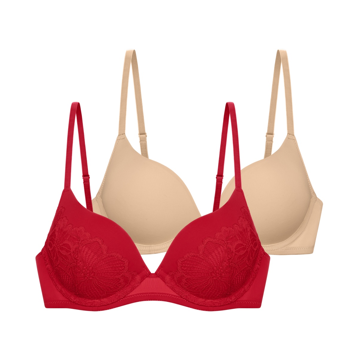 Σουτιέν Ενίσχυση Μπανέλα Βαθύ Ντεκολτέ 2 PACK FLORIE-2PP PUSH UP PLUNGE CUP B Dorina FXPG0007LA088-2X0404 ΚΟΚΚΙΝΟ-ΜΠΕΖ