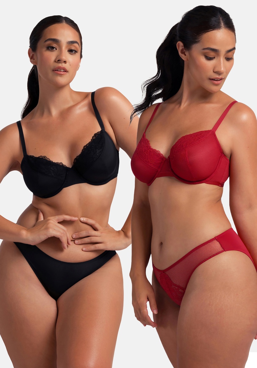 Σουτιέν Χωρίς Ενίσχυση Μπανέλα 2 PACK MACIE CUP D Dorina FXWB0061LA159-2X0399 Κόκκινο-Μαύρο