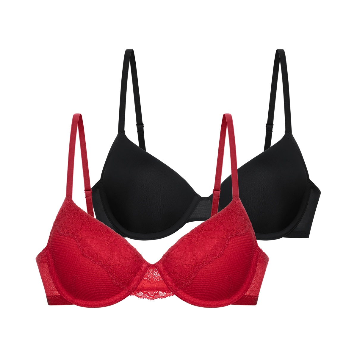 Σουτιέν Ενίσχυση Μπανέλα 2 PACK MACIE LIGHT PADDED DEMI 3/4 CUP B-C-D-E Dorina FXTT0059LA159-2X0399 Κόκκινο-Μαύρο