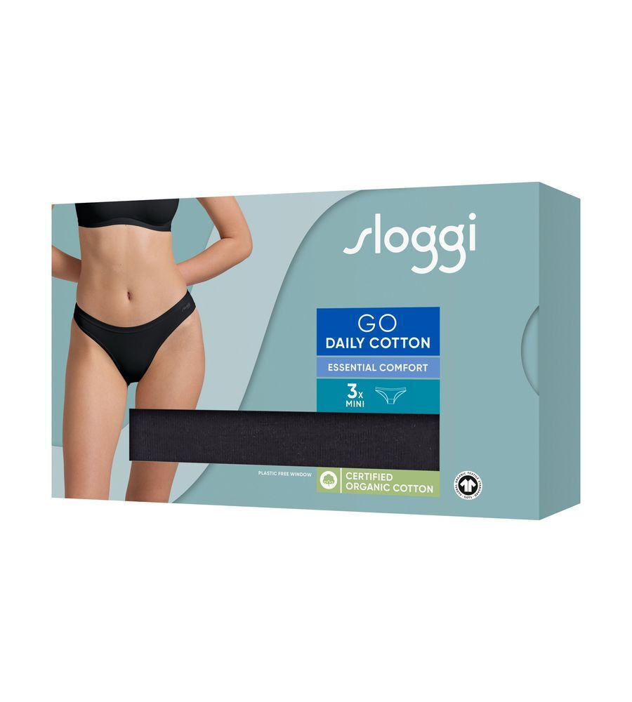 Γυναικεία slip 3 PACK 3 τεμαχίων Sloggi GO Daily Cotton Mini 10222320-0004 ΜΑΥΡΟ