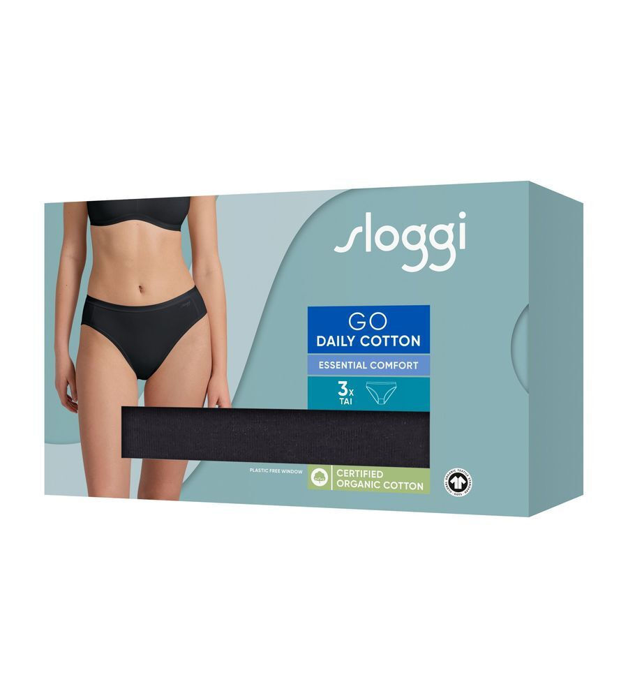 Γυναικεία slip 3 PACK 3 τεμαχίων Sloggi GO Daily Cotton TAI 10222331-0004 ΜΑΥΡΟ