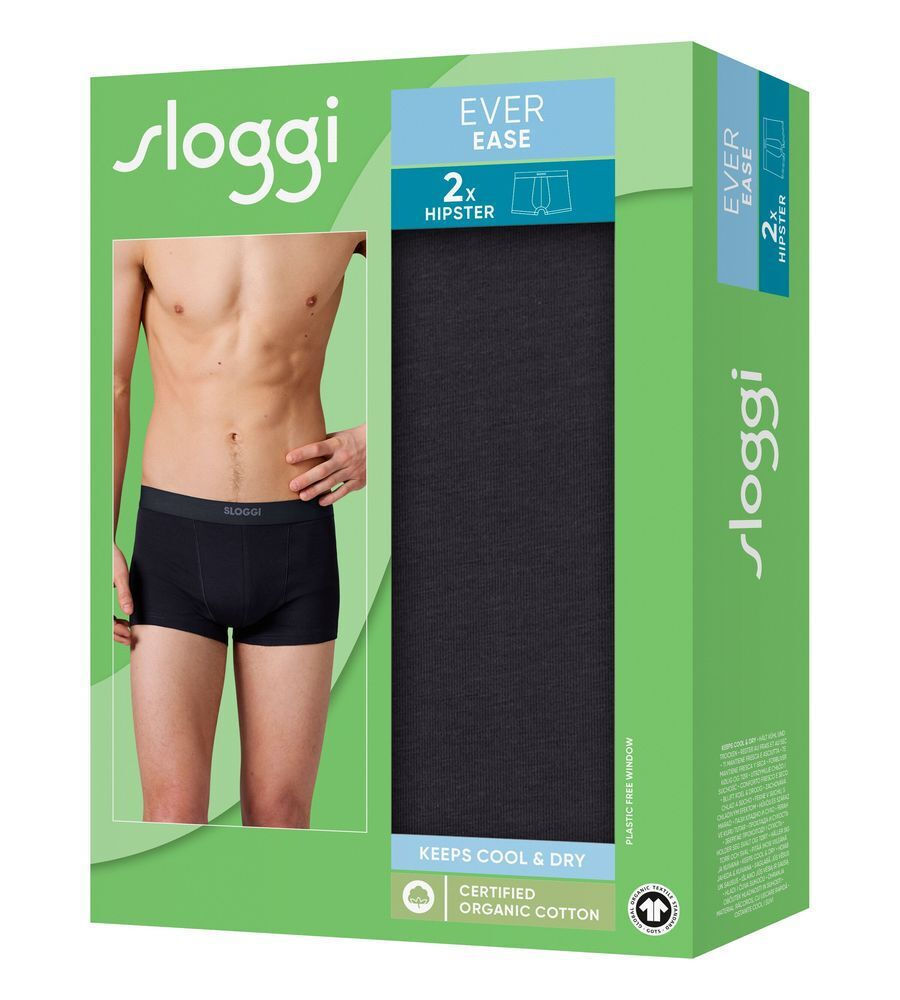 Ανδρικό Εσώρουχό μπόξερ Αναπνέον Βαμβάκι 2PACK Sloggi EVER Ease Hipster 10222379-0004 ΜΑΥΡΟ
