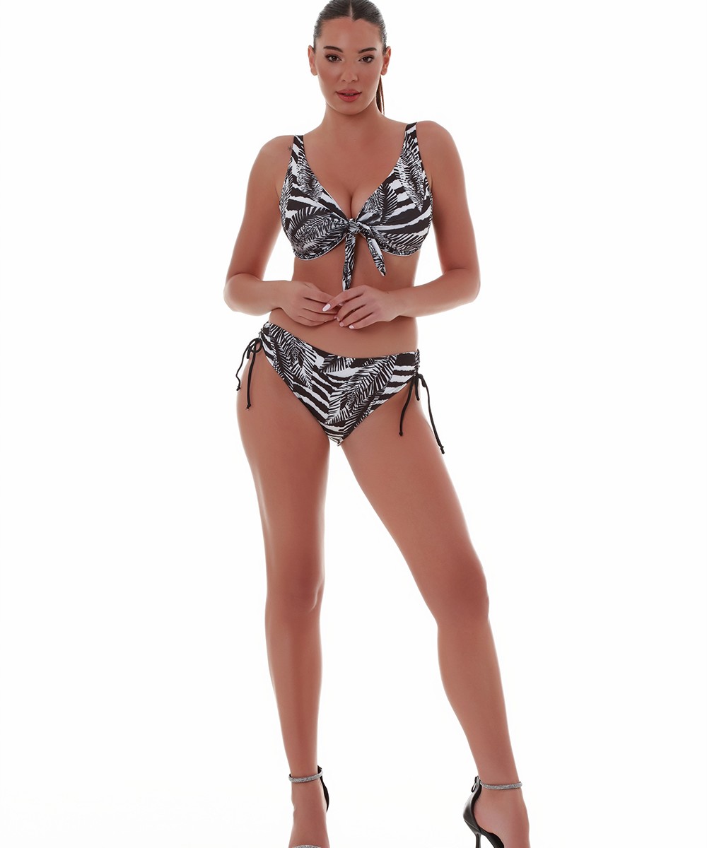 Γυναικείο Μαγιό Bikini Top με Μπανέλα Τύπωμα Bluepoint 25066068E-02 Cup E ΑΣΠΡΟ ΜΑΥΡΟ