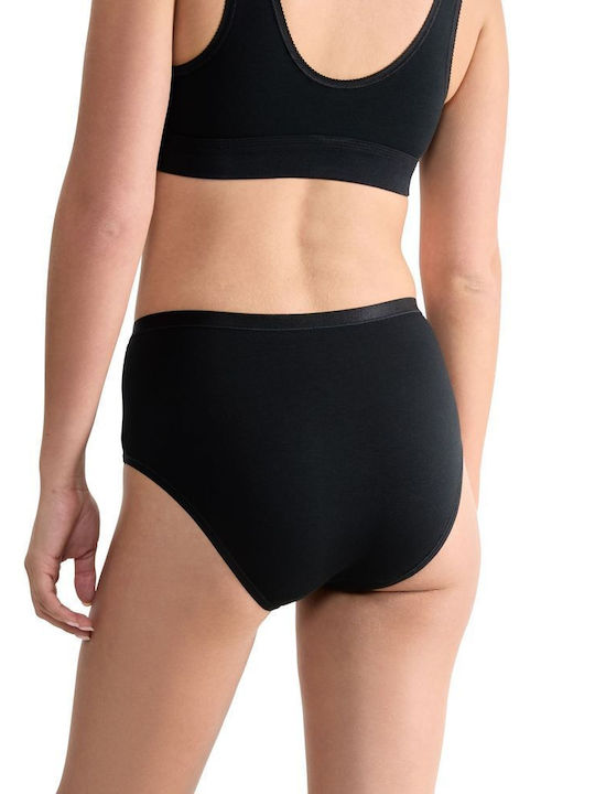 Γυναικεία slip 3 PACK 3 τεμαχίων Βαμβακερό Sloggi GO Daily Cotton MIDI 10222325-0004 ΜΑΥΡΟ